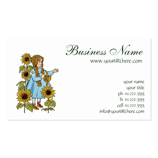 Vintage Wizard of Oz Fairy Tale Dorothy Sunflowers Business Card