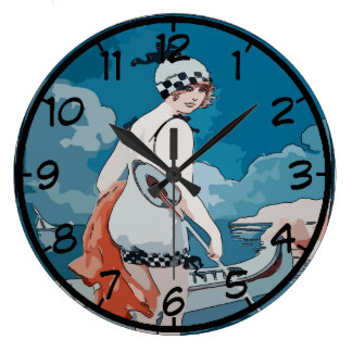 Vintage Woman and Canoe Clock