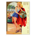 Vintage Woman at the Beach Greeting Card