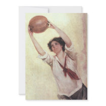 Vintage Woman Basketball Player Personalized Invitations