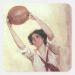 Vintage Woman Basketball Player Sticker