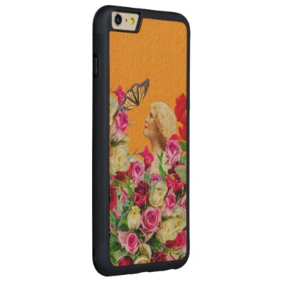 Vintage Woman Butterfly Floral Collage Carved® Maple iPhone 6 Plus Bumper Case