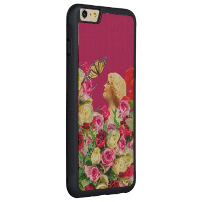 Vintage Woman Butterfly Floral Pink Carved® Maple iPhone 6 Plus Bumper Case