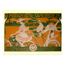 Vintage Woman Cycling with Cupid Postcard