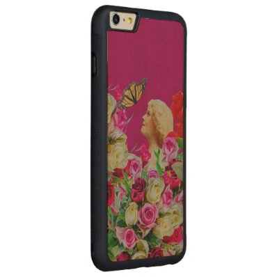 Vintage Woman Flowers Butterfly Carved® Maple iPhone 6 Plus Bumper Case