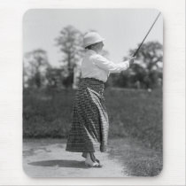 Vintage Woman Golfing, 1910s Mousepad
