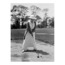 Vintage Woman Golfing, 1910s Print - Print