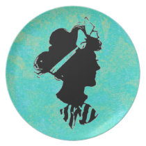 Vintage Woman Silhouette plates