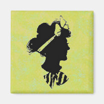 Vintage Woman Silhouette magnets
