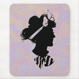 Vintage Woman Silhouette Mouse Pad