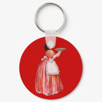 Vintage Woman with Pie keychains