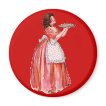 Vintage Woman with Pie magnets