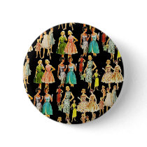 Vintage Women's Fashion Pinback Buttons