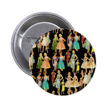 Vintage Women's Fashion Pinback Buttons