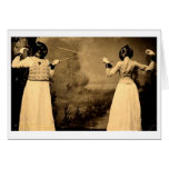 Vintage Women's Fencing Bout! Fencing Note Card