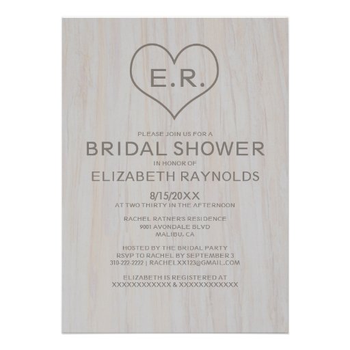 Vintage Wood Grain Bridal Shower Invitations
