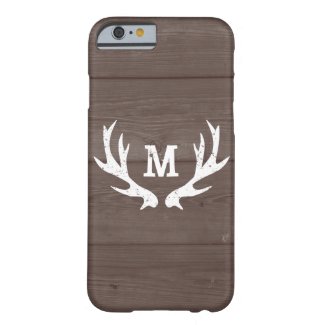 Vintage wood monogram deer antlers iPhone 6 case