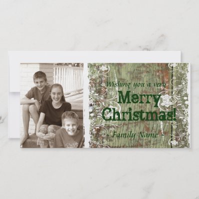 Vintage Wood Photo Christmas Card Photo Card Template