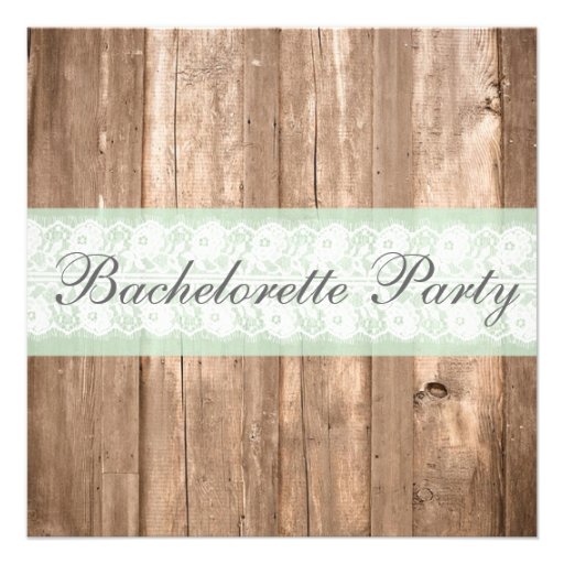 Vintage Wood Shabby Chic Bachelorette Party Invites (front side)