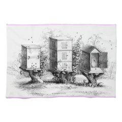 vintage wooden bee hives kitchen towel