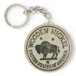 Vintage Wooden Nickel Keychains