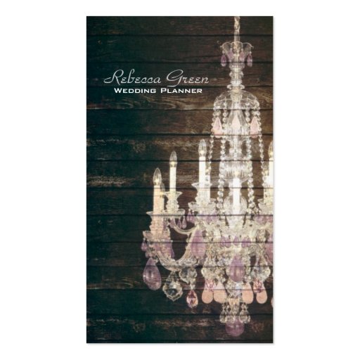 vintage woodgrain purple chandelier fashion business card template