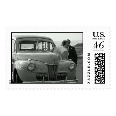 Vintage Woodie Wedding Postage Stamps by gumby4la