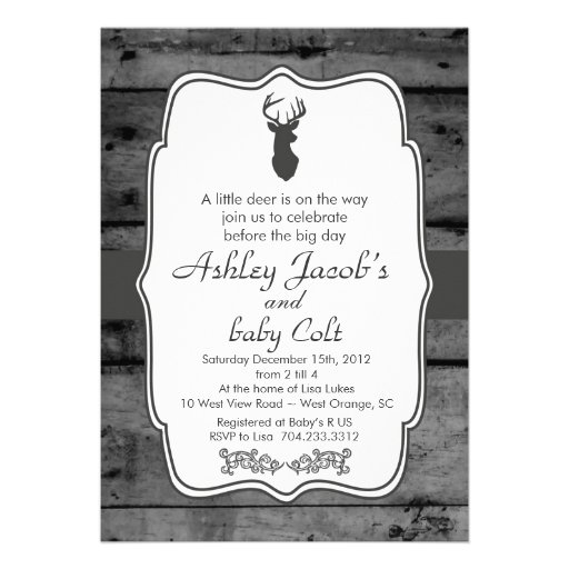 Vintage Woodland Bambi Baby Deer Baby Shower Custom Announcement (front side)