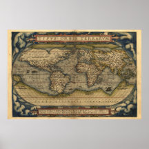 Vintage World  on Vintage World Atlas Map Print