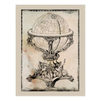 Vintage World Globe Map Print Postcard