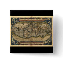 Vintage World Map Atlas Historical Design Pinback Button