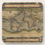 Vintage World Map Atlas Historical Design Drink Coasters
