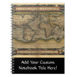 Vintage World Map Atlas Historical Design Spiral Note Book