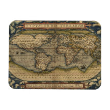 Vintage World Map Atlas Historical Design Vinyl Magnets