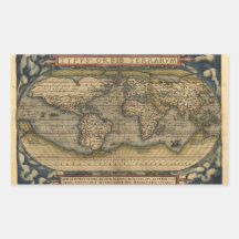 Vintage World Map Atlas Historical Design Stickers