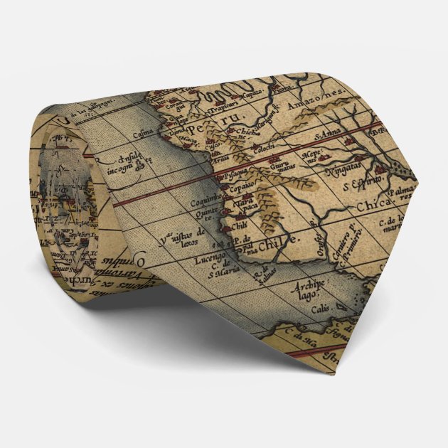 Vintage World Map Atlas Historical Design Tie