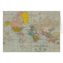 Vintage World Map Card