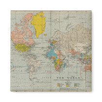 Vintage World Map Magnet