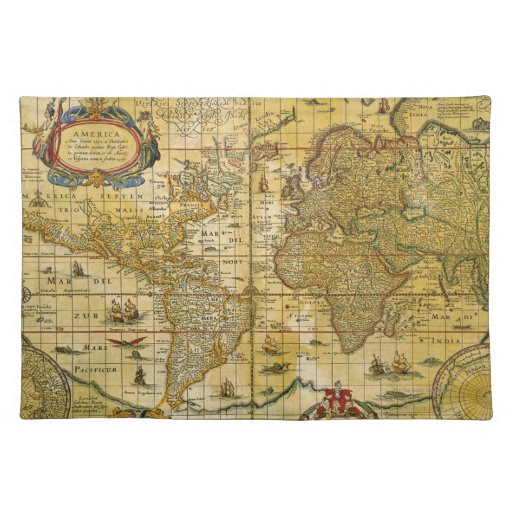 Vintage World Map Placemat Zazzle
