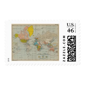 Vintage World Map Postage Stamps