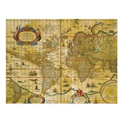 Vintage World Map Postcard Zazzle