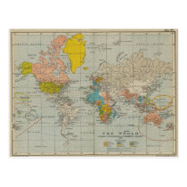 Vintage World Map postcards