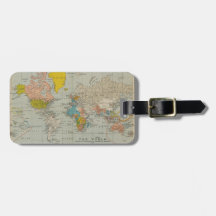 Vintage World Map Travel Bag Tags