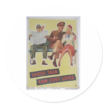 Vintage World War II Print Round Sticker