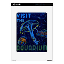 Vintage WPA Visit The Aquarium Poster iPad Skins