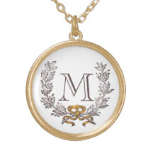 Vintage Wreath Personalized Monogram Initial Gold Custom Jewelry