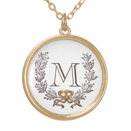 Vintage Wreath Personalized Monogram Initial Gold Custom Jewelry