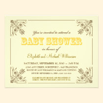 Vintage Yellow Baby Shower Invitation invitations