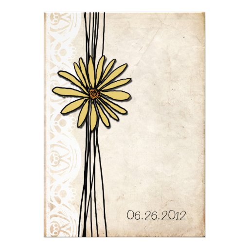 Vintage Yellow Daisy Wedding Invitation