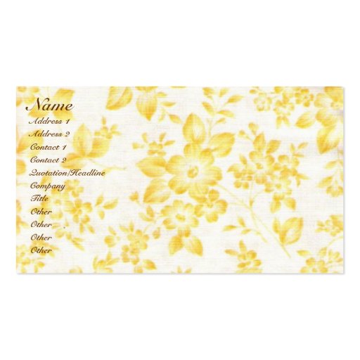 Vintage Yellow Faded Floral Business Card Template